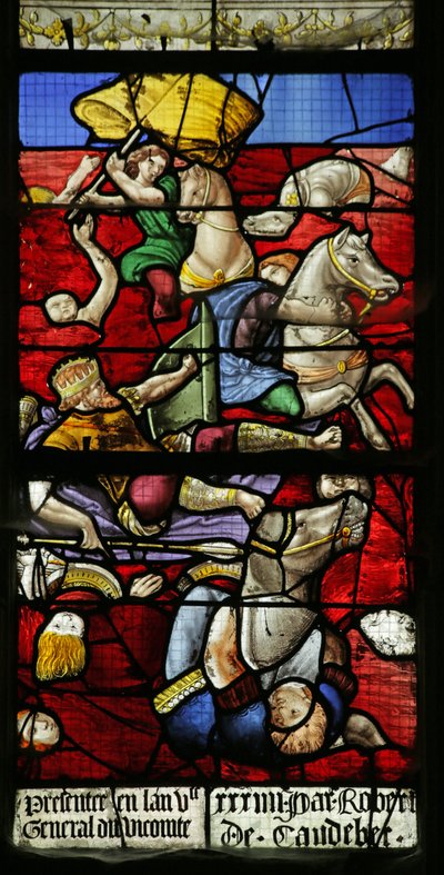 Vindue, der forestiller israelitterne krydser Det Røde Hav; Faraos hær druknede, detalje fra 2921646, 1534 af French School